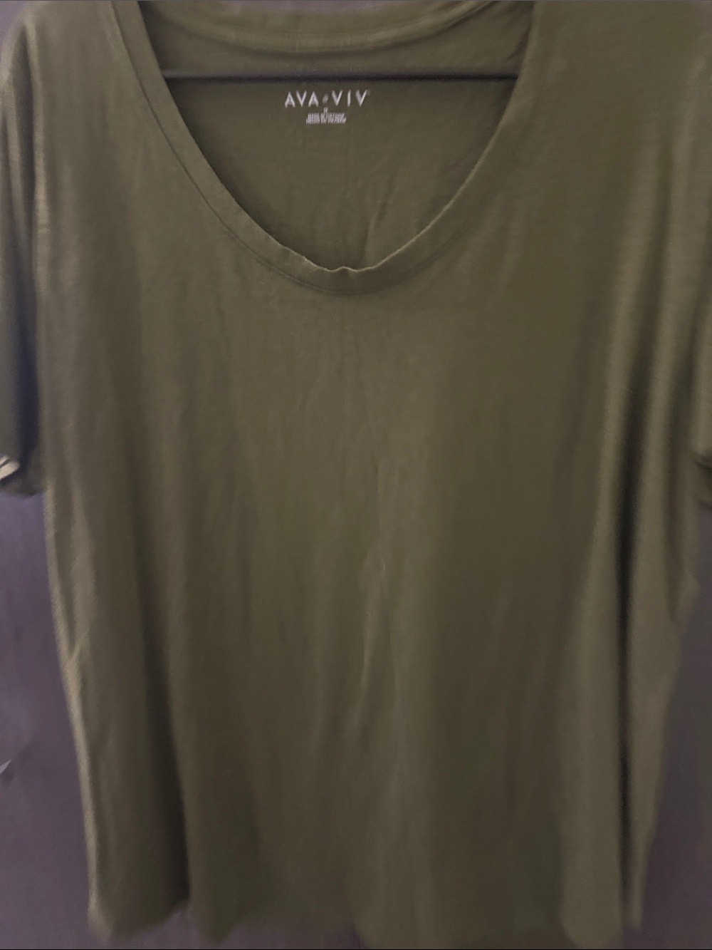 Ava & Viv Olive Green V-Neck Short Sleeve Tee